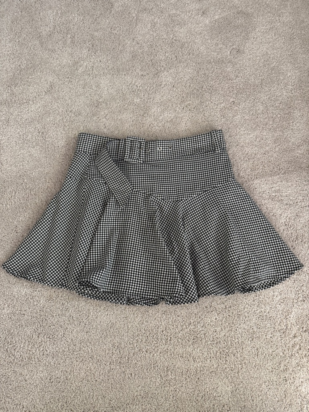 Zara Black & White Gingham Skater Skirt